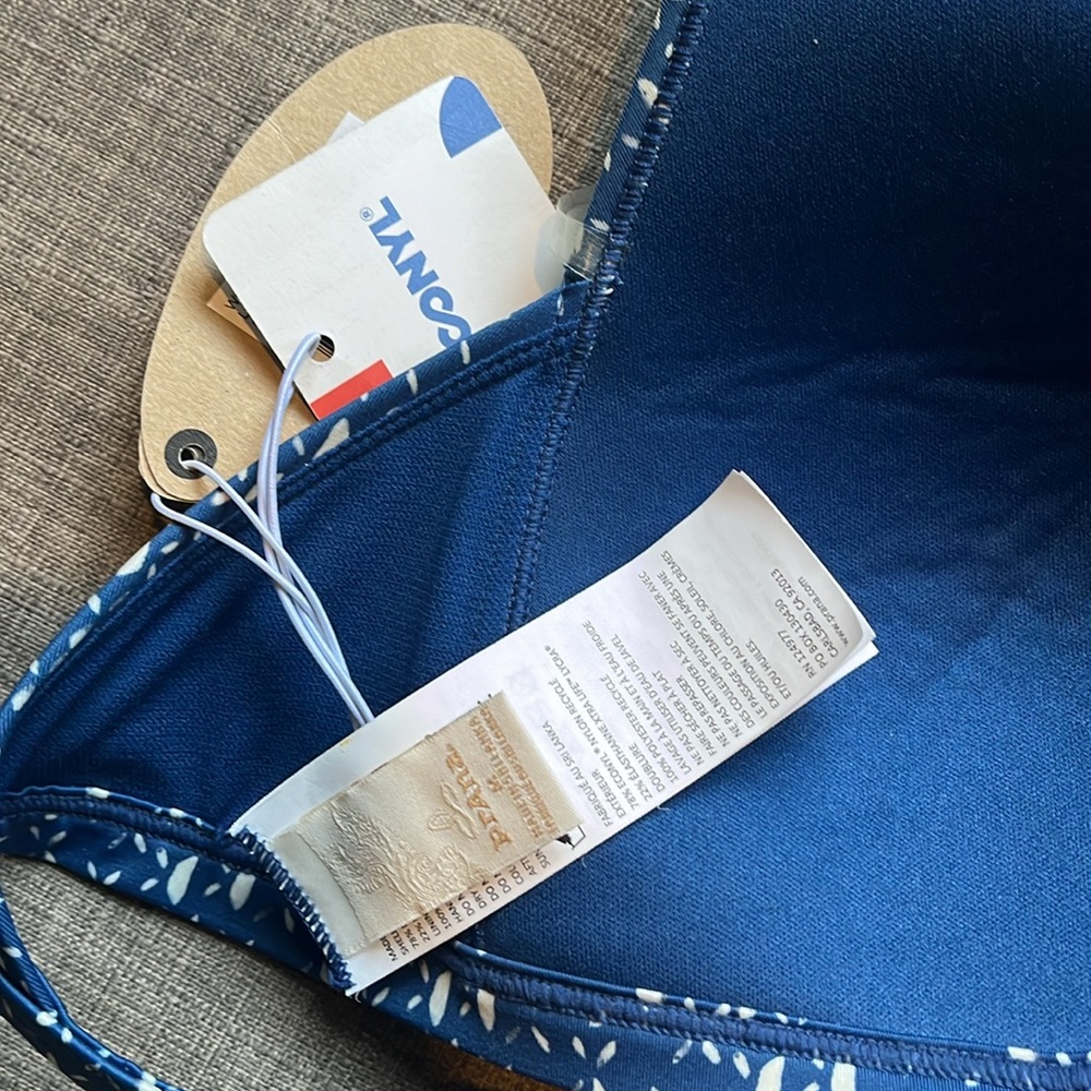 Prana Dark Blue Triangle Cup Halter Bikini Top NWT M - Picture 5 of 5
